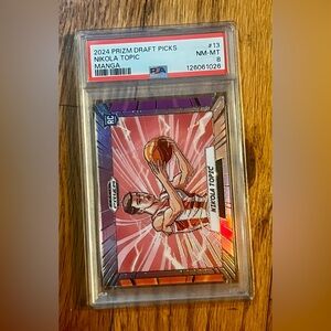 Nikola Topic 2024 Prizm Draft Picks #13 Manga /(SSP) Rookie Graded PSA 8